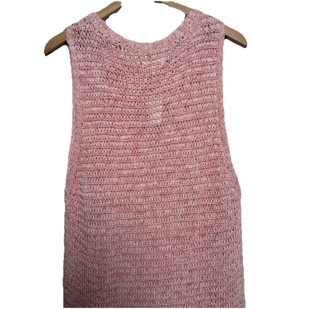 Lou & Grey For Women XL Sweater Dress Hi Low Sleeveless Pink Crochet Knit Beachy - Picture 9 of 14